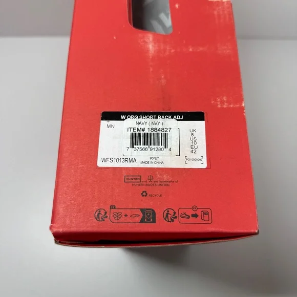 NIB •Hunter Women's Original Short Back Adjustable Navy Rain Boots Size: 10 - Picture 8 of 8